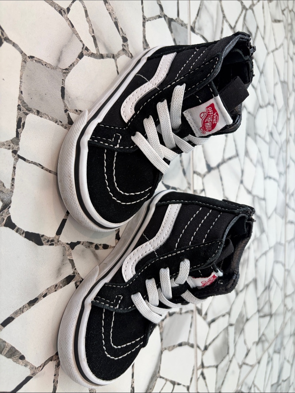 Vans Kids Black and White High-Top Sneakers